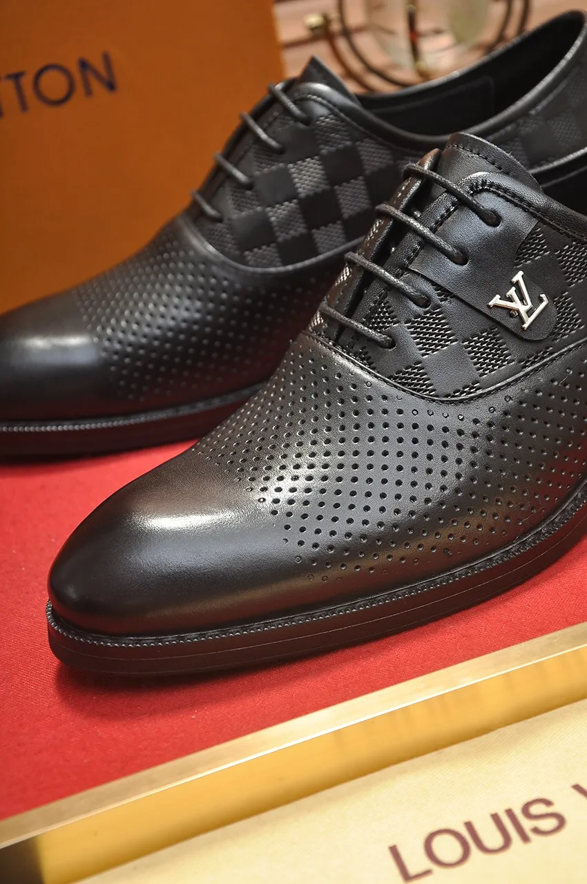 Men's shoes💰460💶【LOUIS VUITTON】(sheepskin lining) new cowhide LV formal shoes🎩🎩❗️🆘made one to one at the counter🎩original quality, imported cowhide upper➕full sheepskin lining➕original rubber outsole, {high quality visible}👣Size: 38-45 (45 custom-made)